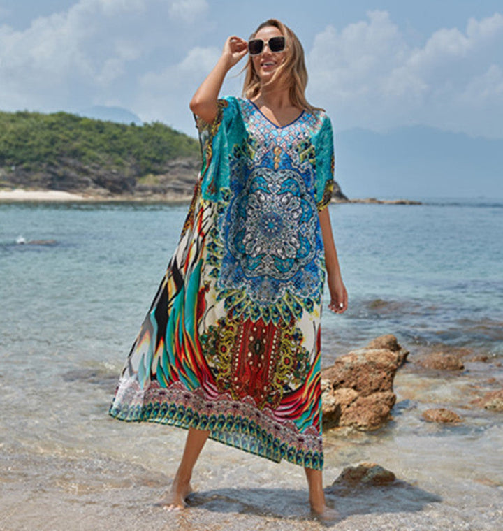 Glamourous Printed Beach Gown Type Cover up