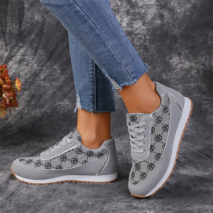 Sleek flower print lace-up sneakers