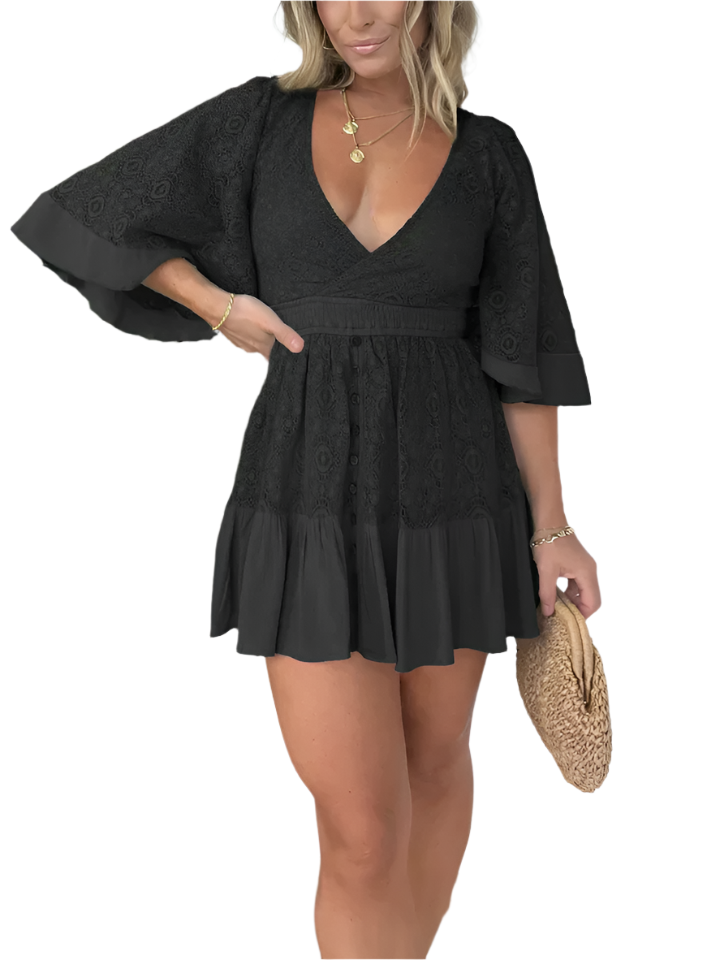 Women's -  Lace & Crochet Play Dress - Elegant Style for Every Occasion - Perfect Summer Outfit