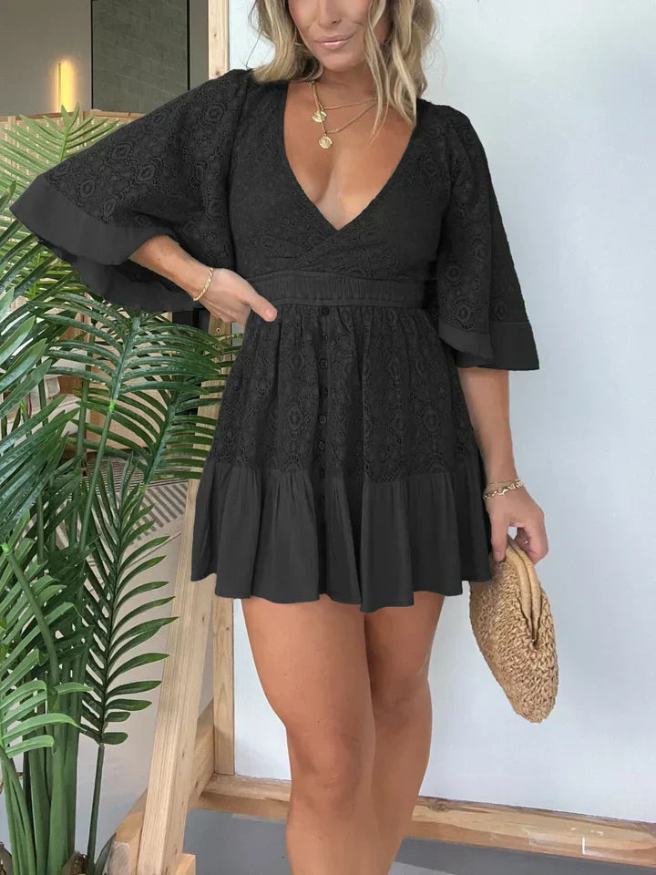 Women's -  Lace & Crochet Play Dress - Elegant Style for Every Occasion - Perfect Summer Outfit
