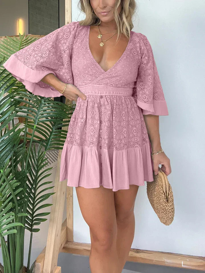 Women's -  Lace & Crochet Play Dress - Elegant Style for Every Occasion - Perfect Summer Outfit