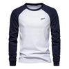 Men's - Patchwork Shirt - Round Neck & Long Sleeves - Trendy Style for Every Occasion