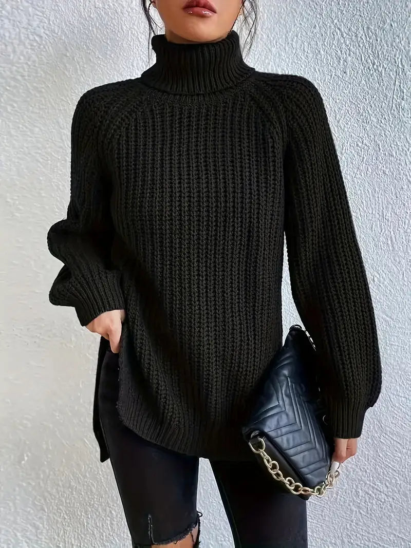 Women's - Turtleneck Sweater - Soft Knit Fabric - Stylish & Cosy Layering
