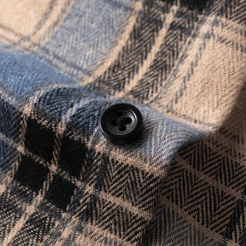 Men's - Plaid Flannel Shirt - Soft Cotton - Stylish Casual Wear