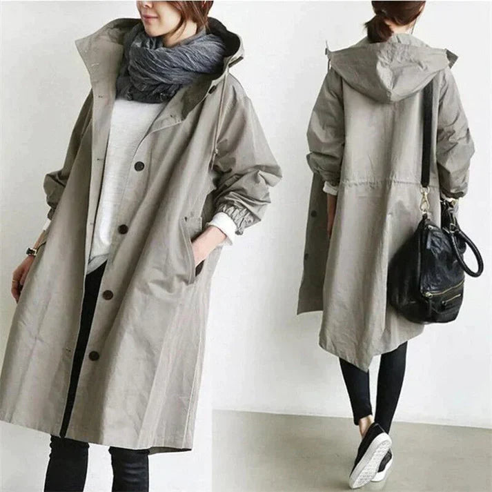 Trench coat with hood