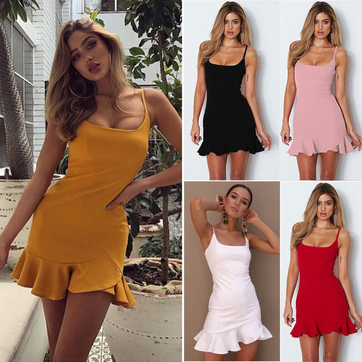 Versatile sleeveless spaghetti strap slim summer dress