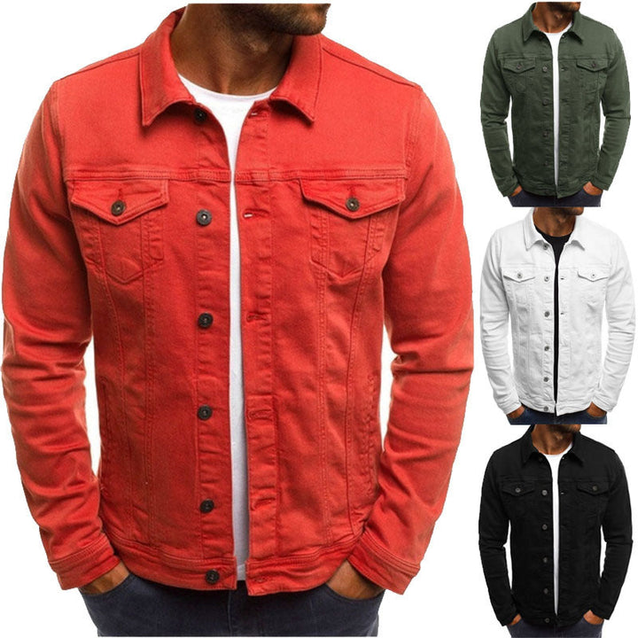 Coloured denim jacket for men