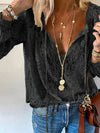 Long-sleeved lace chiffon blouse