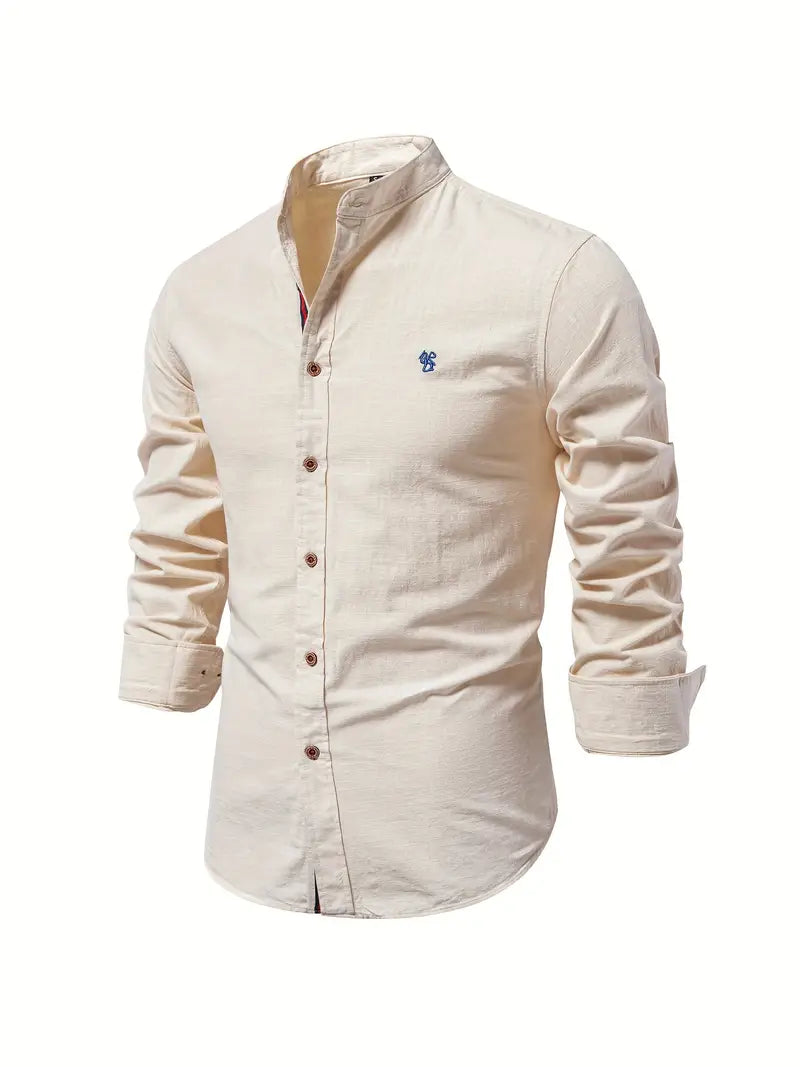 Men's - Stylish Button-Up Shirt - Comfortable Cotton Blend - Casual Wear