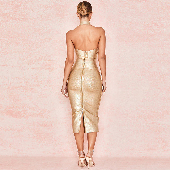 Golden Nightclub Celebrity Party Dress