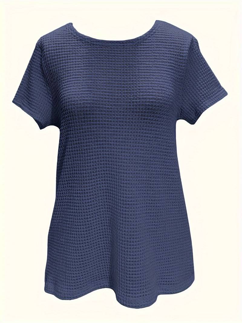 T-shirt with contrasting lace and round neckline