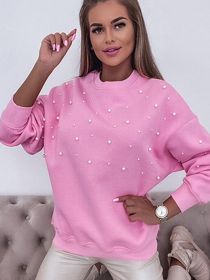 Modern beaded long sleeve blouse lady