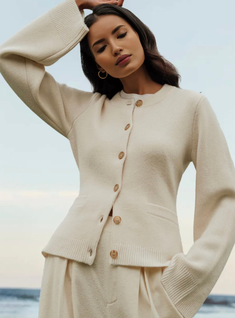 Women's - Flared Sleeve Cardigan - Casual Comfort