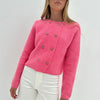 Chic light pink warm ladies cardigan with buttons