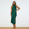 Women's Satin Drape Split Hollow Thin Elegant Dress