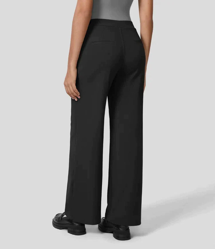 High-waisted straight leg stretch trousers