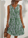 Women's - Printed Summer Dress - Sleeveless A-Line with Keyhole Neckline - Airy & Elegant Style for Warm Days