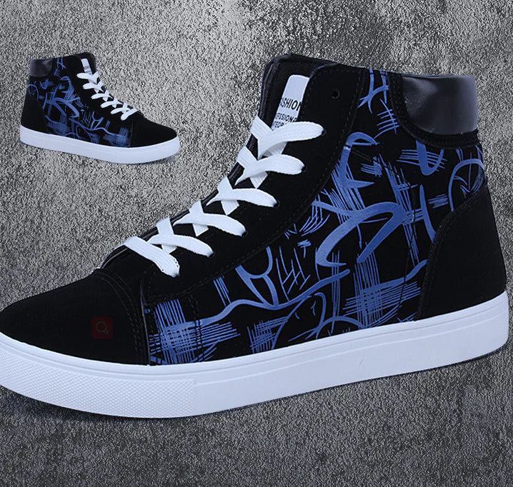 Graffiti high-top canvas shoes