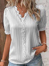 Women's - Elegant edges V-neck blouse - Stylish and Comfortable - Perfect for Any Occasions