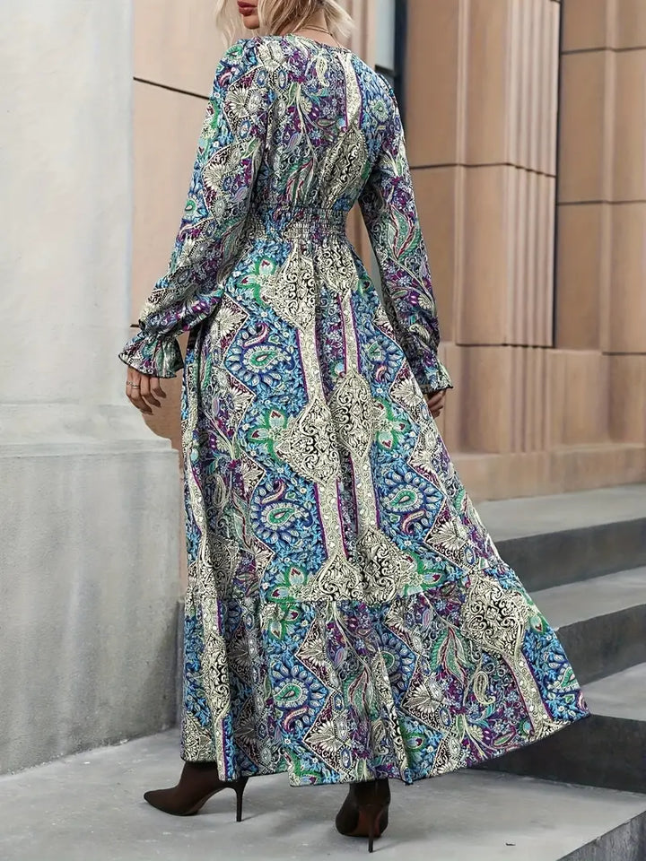 Retro Fully Printed Maxi Dress