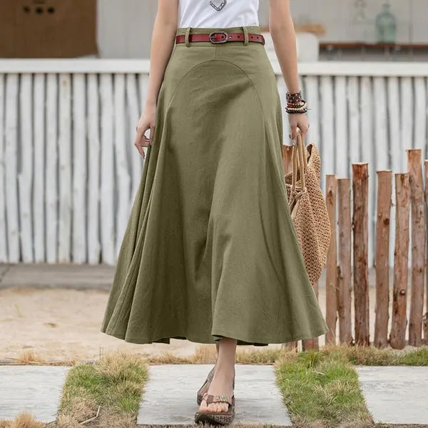 Modern A-line high waist slimming plus size long skirt