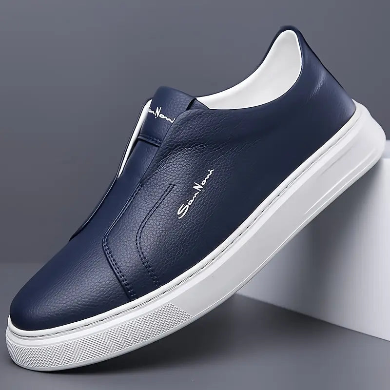 Men's - Slip-On Sneakers - Leather - Casual Canvas Comfort - Stylish Footwear
