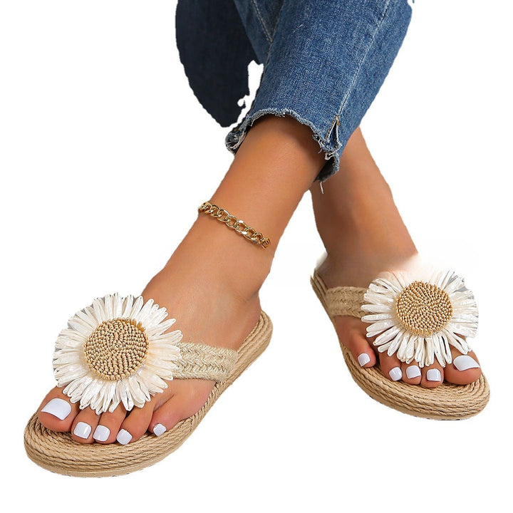 Summer New Fashion Women Linen Flower Flat Shoes