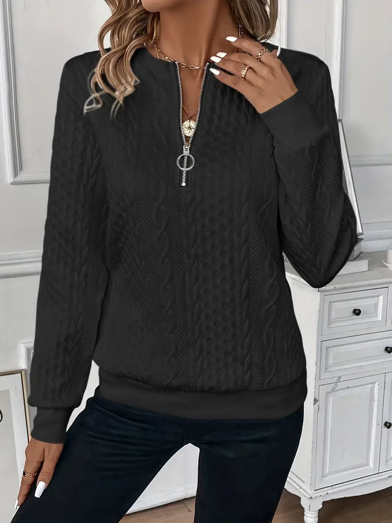 Women's - Zipper Sweater - Breathable Fabric - Cosy Knit Fabric - Stylish Layering Essential