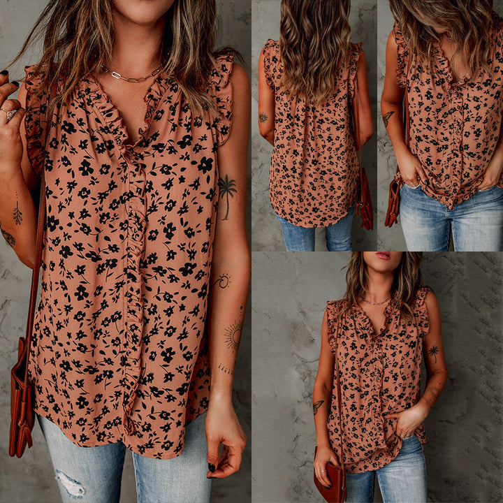 Summer New Blouse Leopard Print Sleeveless