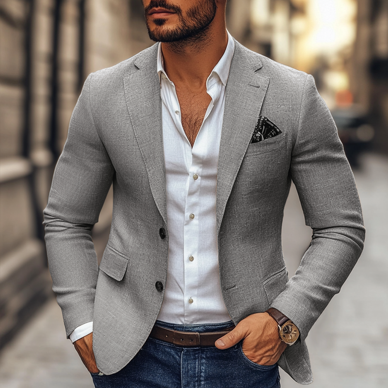 Men's - Casual Blazer – Notch Lapel, Two Buttons – Modern Style