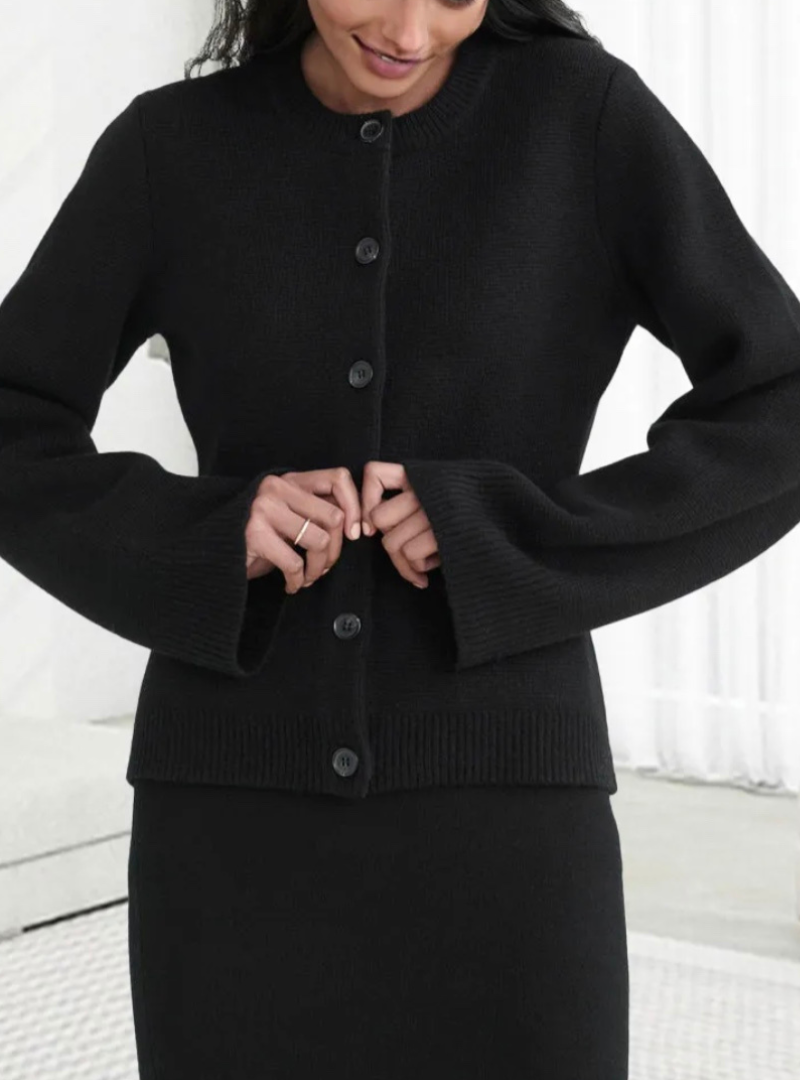 Women's - Flared Sleeve Cardigan - Casual Comfort