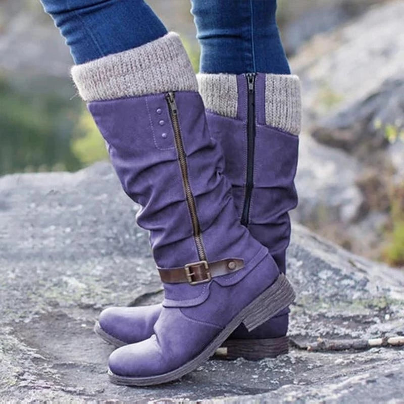 Women's - Comfortable Foot-Supportive Boots - Stylish Flat Heel Design for All-Day Wear