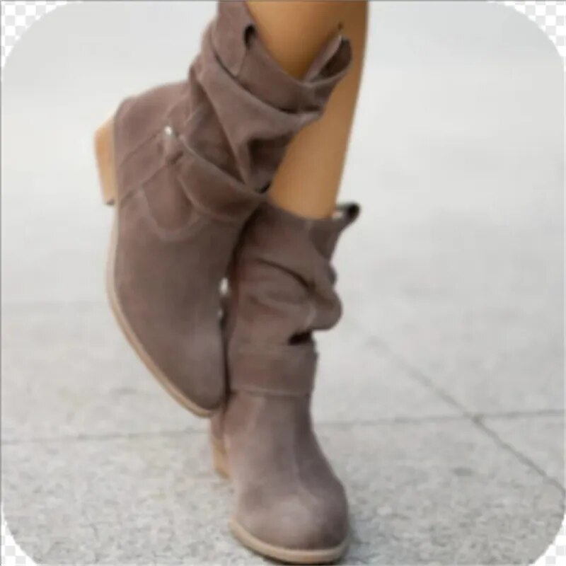 Low suede boots for women