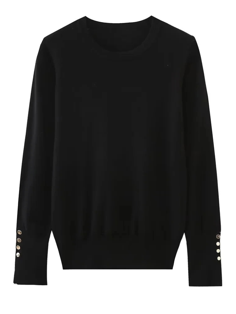 Fashionable Women's Sweater With Button Detail