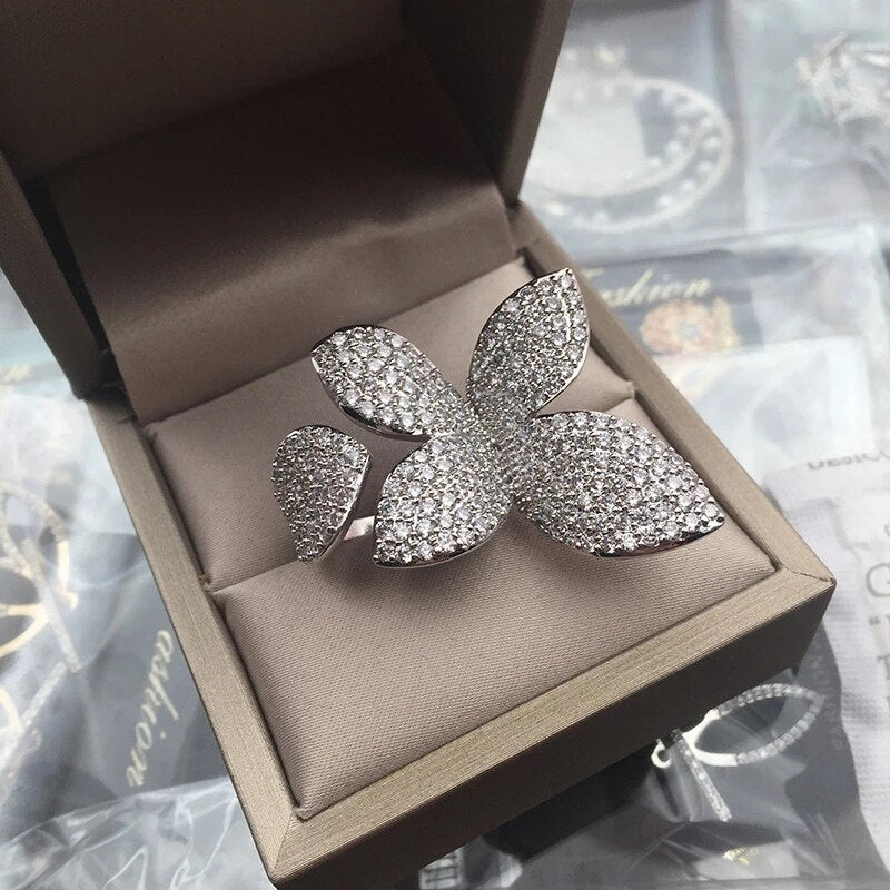 Oversized Silver Leaf Ring