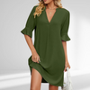 Women's long-sleeved midi dress with V-neckline