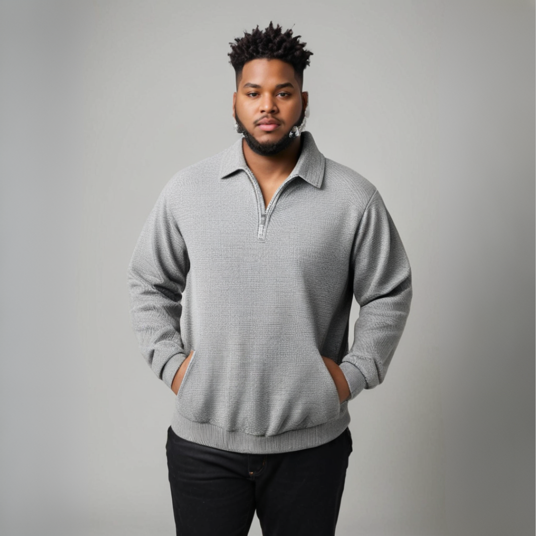 Men's - Vintage Zip Jumper - Cosy Knit Fabric - Retro Style for Ultimate Comfort