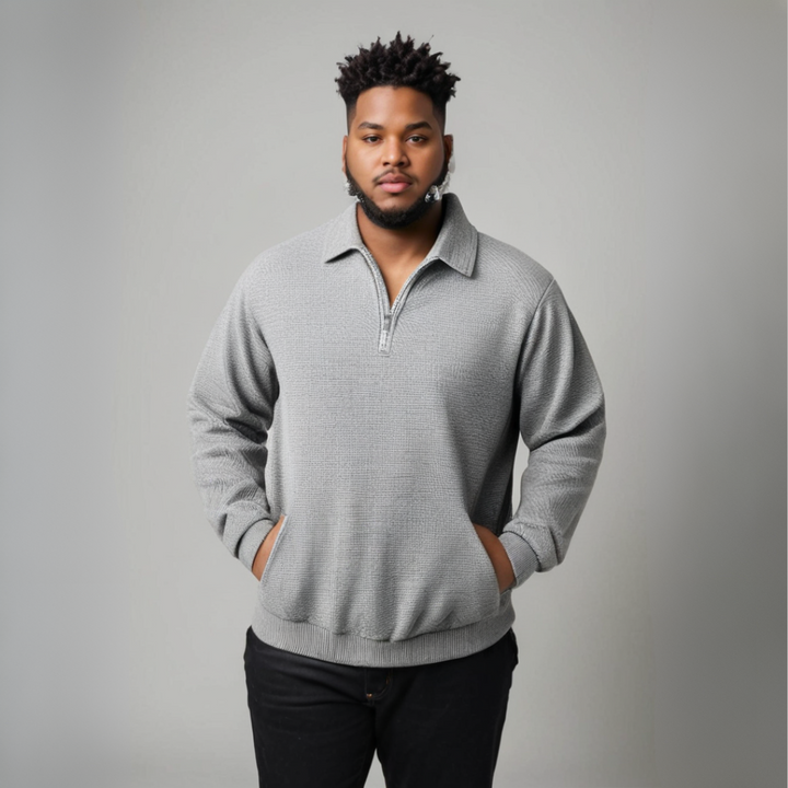 Men's - Vintage Zip Jumper - Cosy Knit Fabric - Retro Style for Ultimate Comfort