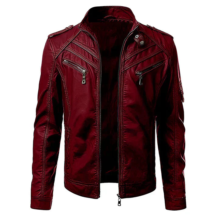 Men's - Biker Jacket - Multiple Pockets - Casual Outfit - Stylish Design
