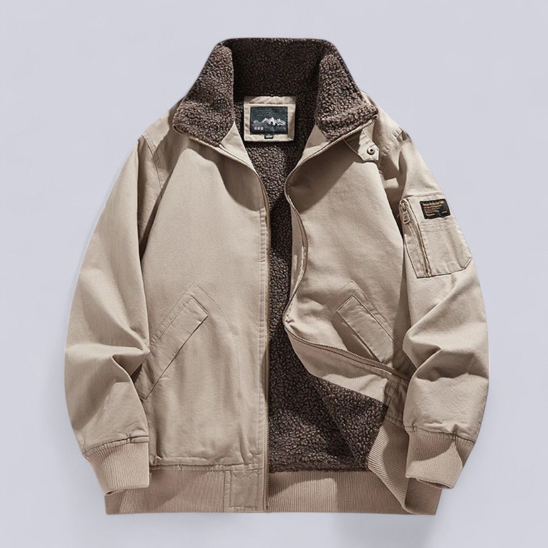 Men's - Jacket - Warm Wool Lined - Stylish Winter Outerwear for Comfort