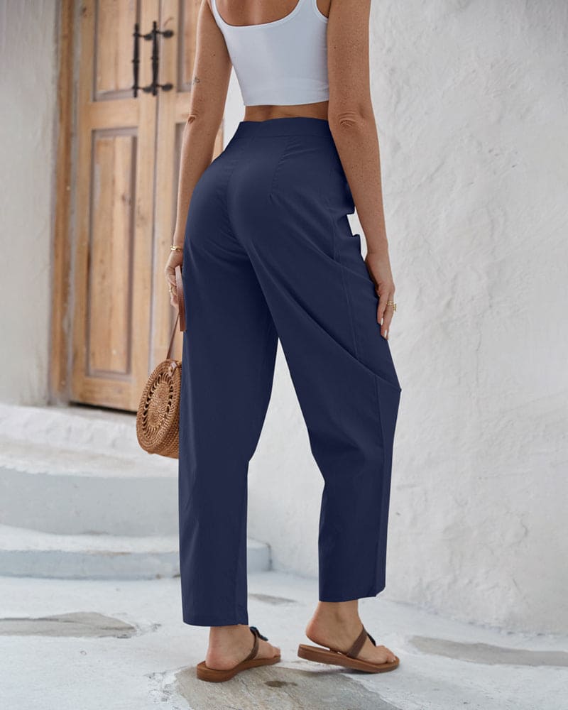 Solid-coloured trousers with high waist