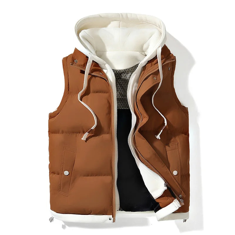 Men's - Soft Shell Hooded Puffer Gilet - Breathable Material - Lightweight & Stylish Outerwear