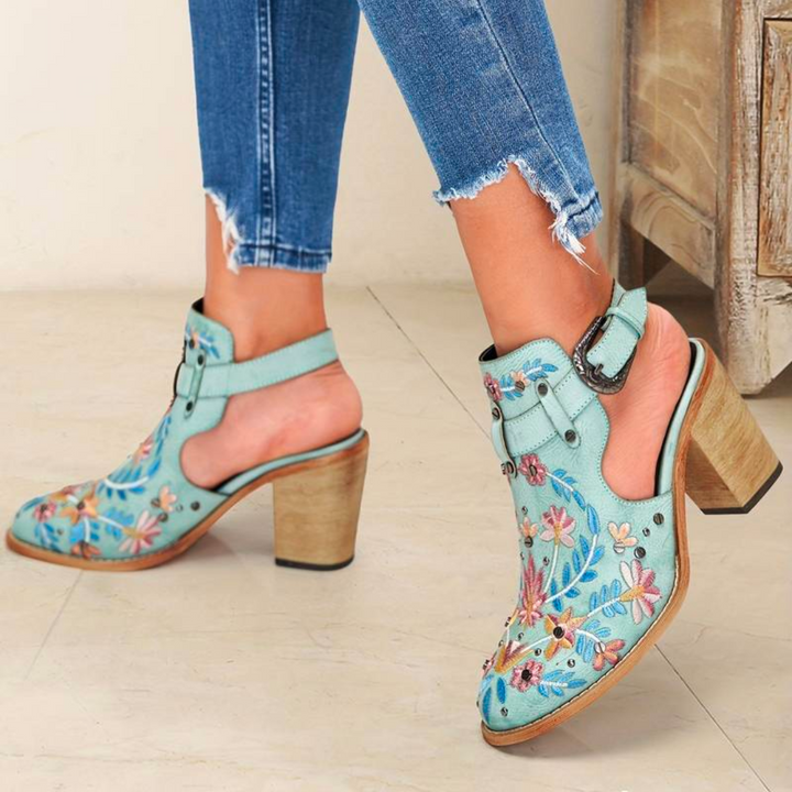 Embroidered Women's Slingback Heels