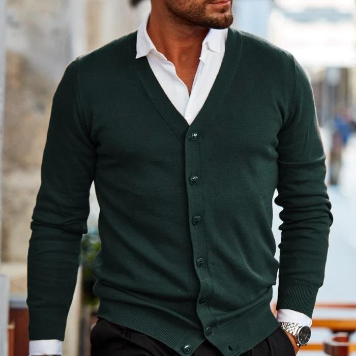 Men's - Winter Cardigan - Stylish Knit Cotton - Warm Button-Up for Comfort and Style