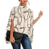 Blouse with abstract print and stand-up collar