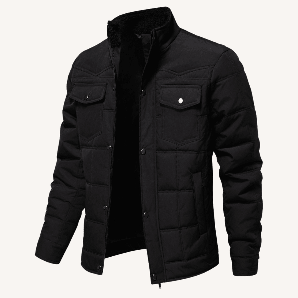Men's - Fleece-Lined Stand Collar Jacket - Warm & Stylish Outerwear