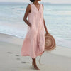 Linen dress with V-neckline