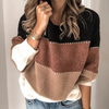 Casual knitted jumper for women, colour block design