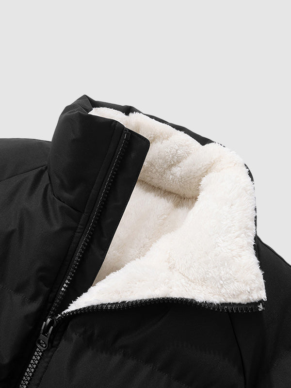 Men's - Thick Puffer Jacket - Fleece Lined Warmth - Perfect for Cold Weather
