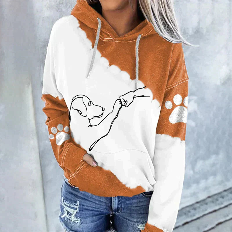 Amora™ trendy loose hoodie with dog print